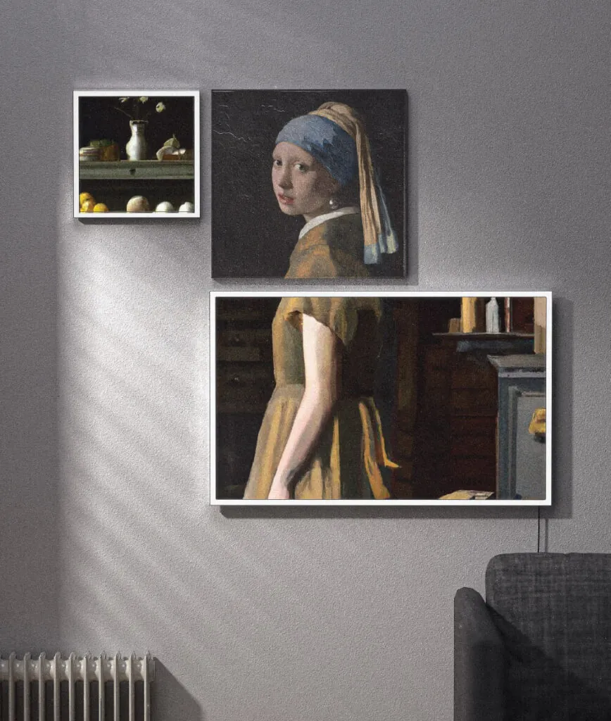 Artwork on a white wall. Muse AI-Picture Frame by All Design Lab.