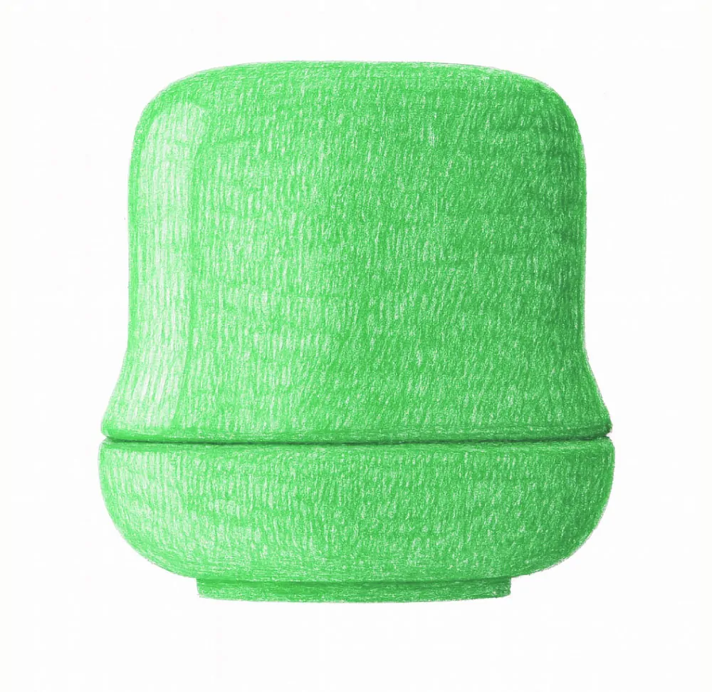 Illustrated green sketch of the Chacha matcha kit container in its closed form.